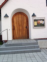Samariter-Kirche - Mesum, Nahaufnahme Eingang