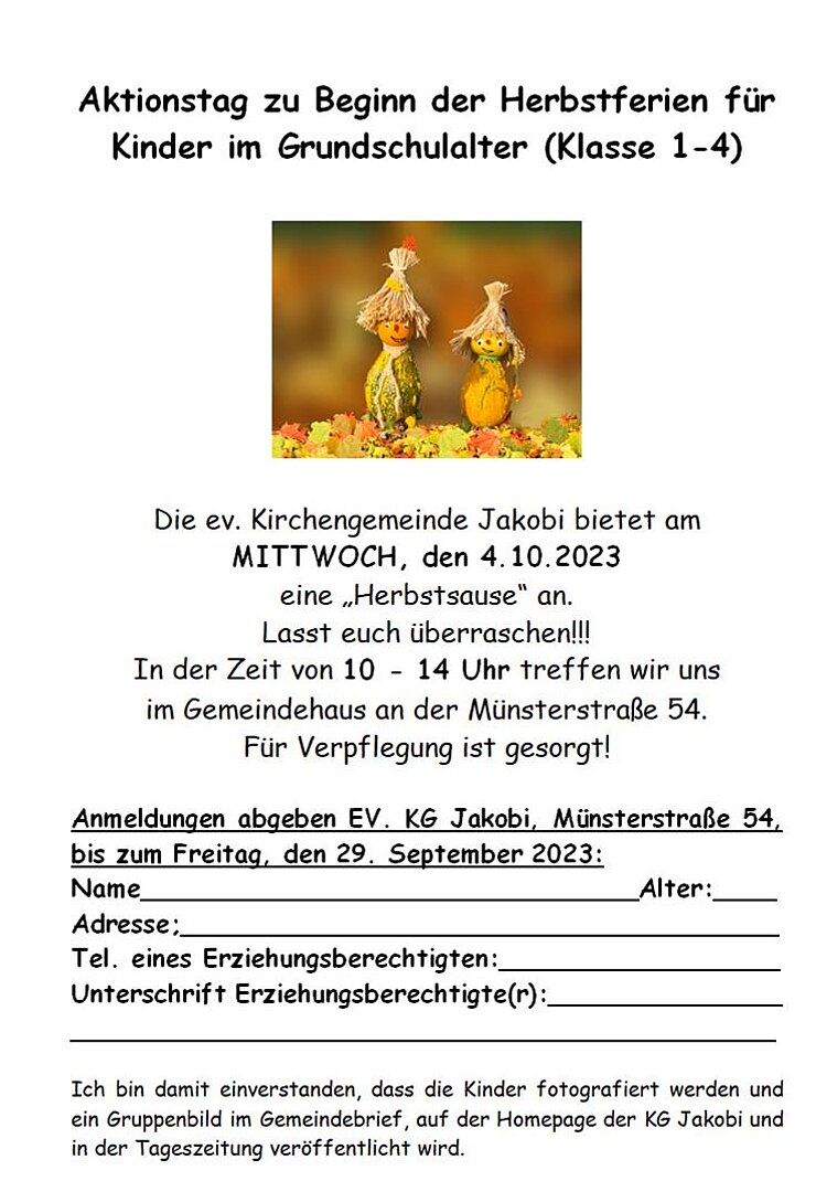 Der Flyer mit Einladung zum Kinderaktionstag am 4. Oktober